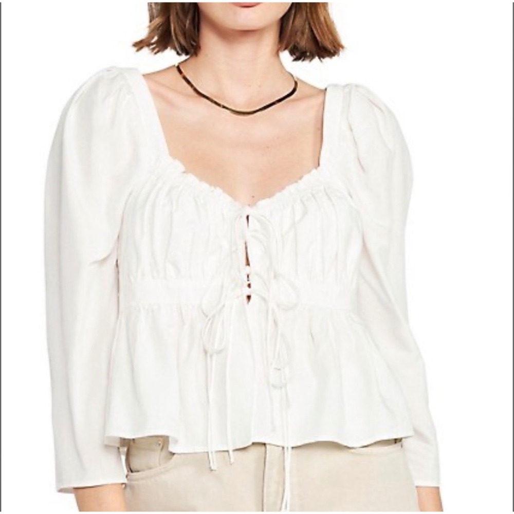 En Saison‎ Anthropologie Nala tied bustier blouse off white